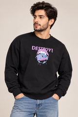 SHEIN Men Black DESTROY Graphic Sweatshirt