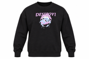SHEIN Men’s Black DESTROY Graphic Sweatshirt in UK Size XL. A stylish crew neck sweatshirt with bold graphic print and relaxed streetwear look.