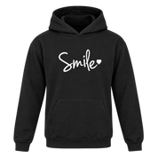  SHEIN Men’s Black “Smile” Graphic Hoodie in UK Size L. Stylish casual hoodie with hood, kangaroo pocket, long sleeves and statement front print.