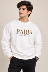 SHEIN Men White PARIS Graphic Sweatshirt