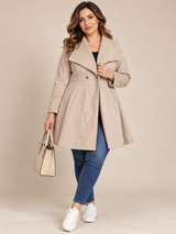 SHEIN Women Beige Flared Long Coat
