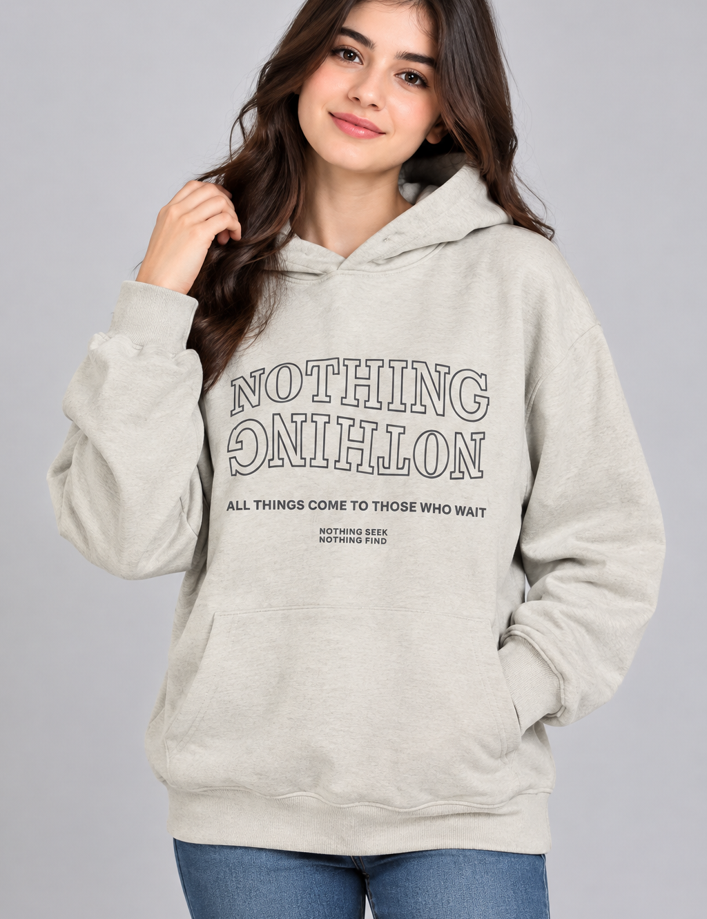  SHEIN women’s beige graphic hoodie in UK Size M. Casual pullover design with statement print, hood, kangaroo pocket and comfortable relaxed fit.