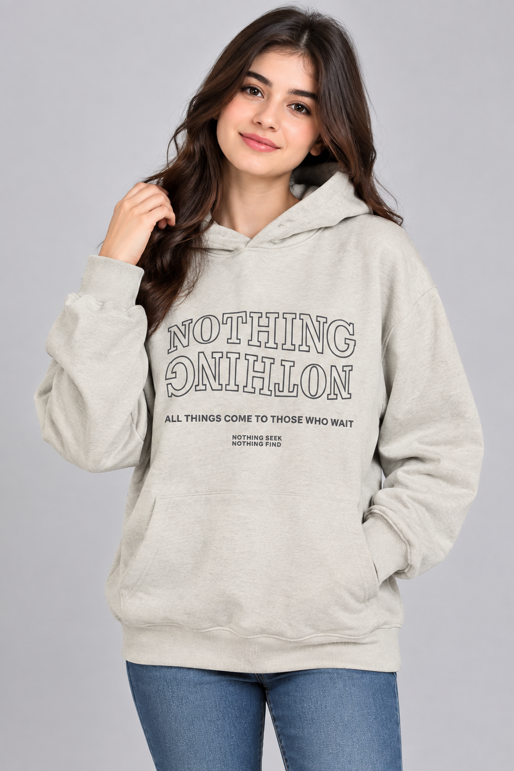  SHEIN women’s beige graphic hoodie in UK Size M. Casual pullover design with statement print, hood, kangaroo pocket and comfortable relaxed fit.