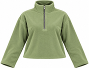 SHEIN women’s light green half-zip fleece pullover in UK Size M. Soft, cosy and stylish with a relaxed fit, perfect for casual winter wear.