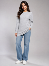 SHEIN Women’s Light Grey Knitted Jumper Sweater