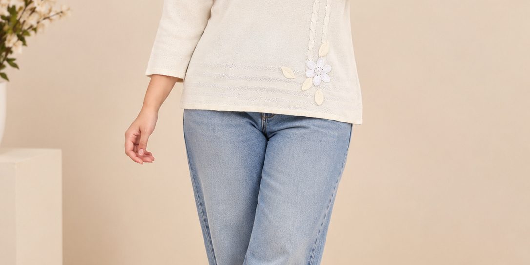 4 sleeves and floral detailing.