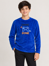 Snooze Time Boys Royal Blue Game Zone Fleece Sweatshirt
