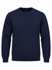 SOUL STAR men’s plain navy crew neck jumper in UK size L. Long sleeves and ribbed trims. Chest measures 22 inches flat; length 25 inches.