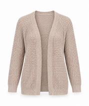   South women’s beige open-front knit cardigan in UK size 14. A soft, versatile layer with long sleeves and ribbed details—ideal for casual and smart outfits.