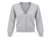  this St Michael light grey embroidered knit cardigan in UK Size S. Soft, stylish and perfect for effortless everyday layering.