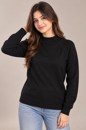 ST MICHAEL women’s black high neck knit jumper in UK Size M. A classic long-sleeve winter essential with ribbed cuffs and hem.