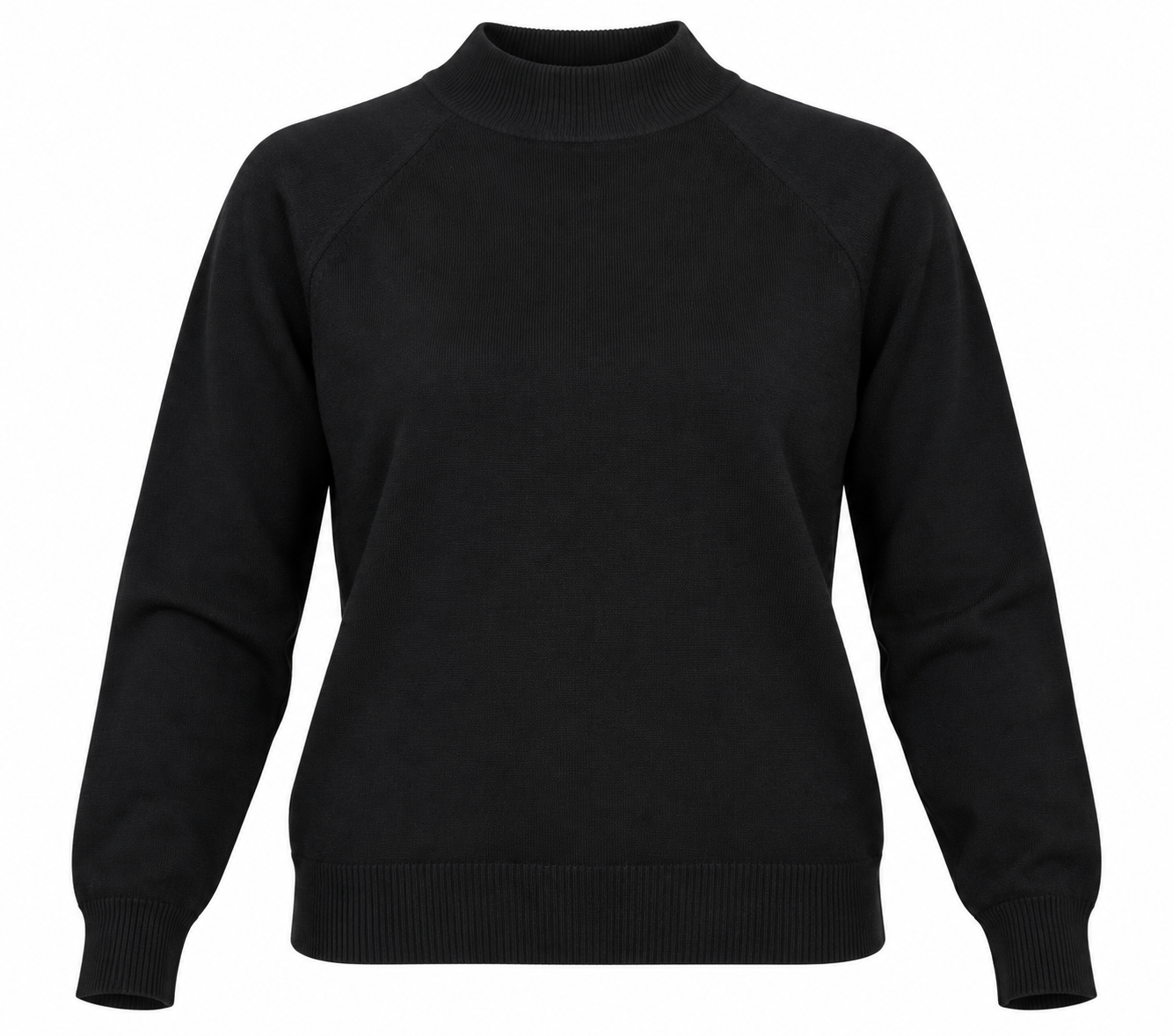 ST MICHAEL women’s black high neck knit jumper in UK Size M. A classic long-sleeve winter essential with ribbed cuffs and hem.