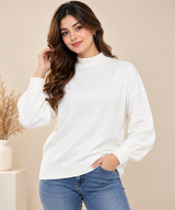 St Michael Women’s White High Neck Jumper
