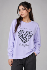 STUDIO Girls Lavender Butterfly Print Sweatshirt