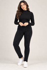 Studio Women Black Fuzzy Knit Leggings