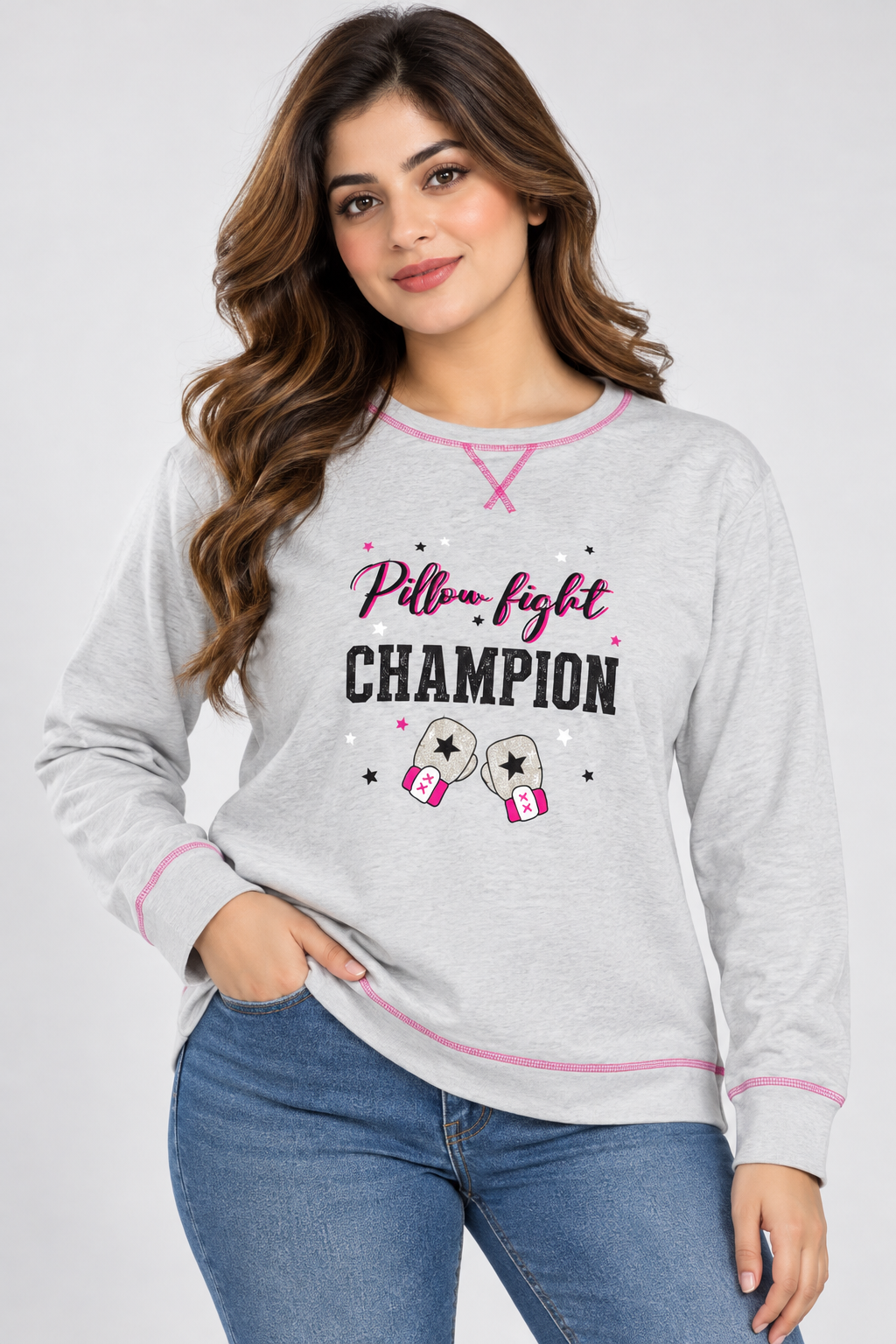 18. Stylish graphic design with pink detailing for comfortable casual wear.