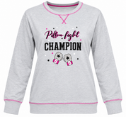  Studio Women's Grey Pillow Fight Champion Printed Sweatshirt in UK Size 16/18. Stylish graphic design with pink detailing for comfortable casual wear.