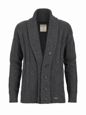  Superdry girls' charcoal grey ribbed knit cardigan in UK size M. Stylish button-front design with long sleeves, perfect for casual layering.