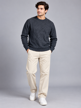 SUPERDRY Men Charcoal Grey Crew Neck Knitted Jumper