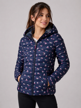 Superdry Women's Navy Floral Hooded Puffer Jacket