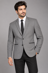 T&W Men Metallic Grey Formal Blazer