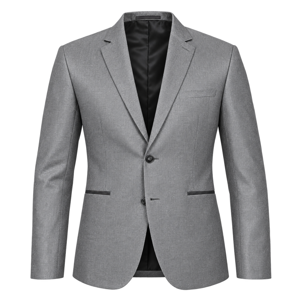  T&W Men's Metallic Grey Formal Blazer in UK Size L. Stylish tailored fit with sophisticated detailing, ideal for weddings, business, parties and formal occasions.
