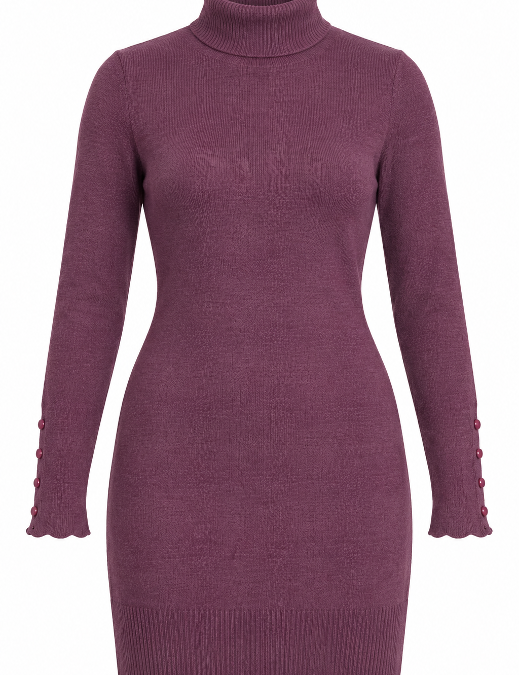 this TEZENIS women’s plum roll neck knitted tunic in UK Size M, featuring long sleeves, button cuff details and a stylish ribbed finish. Perfect for winter wear.