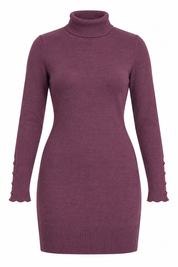 this TEZENIS women’s plum roll neck knitted tunic in UK Size M, featuring long sleeves, button cuff details and a stylish ribbed finish. Perfect for winter wear.