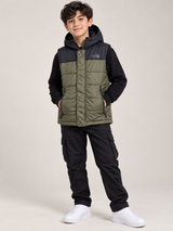 The North Face Boy Olive Green & Black Hooded Puffer Gilet