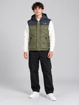 The North Face Men Hooded Puffer Gilet Olive & Charcoal