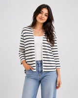 The White Company Striped Open Front Cardigan