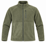  Timberland men’s olive green full-zip fleece jacket in UK Size M. Warm, comfortable and versatile with zipped pockets for everyday winter wear.