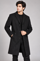 TOPMAN Men Black Long Overcoat