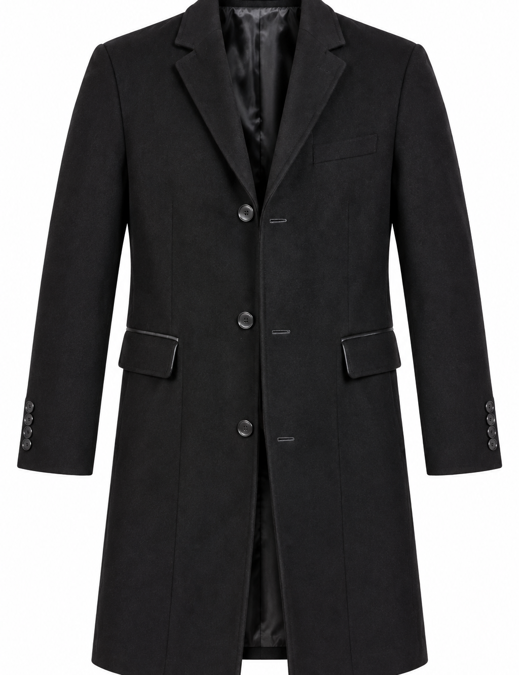 TOPMAN men’s black long overcoat in UK Size M. A smart tailored button-front coat ideal for formal, office, evening and winter wear.