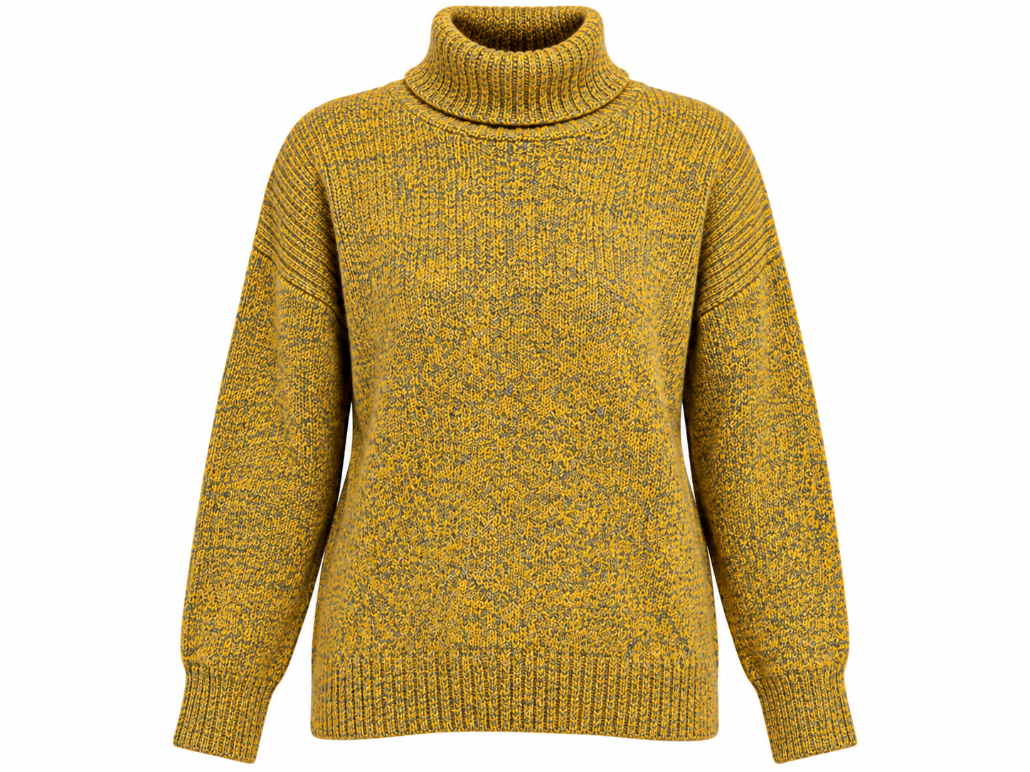 TOPSHOP Women’s Mustard Yellow Marl Turtleneck Knit Jumper in UK Size M. Cosy long-sleeve knitwear with a relaxed fit for autumn and winter.