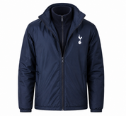   Tottenham Hotspur navy padded jacket in UK size M. Warm, stylish and practical design featuring a hood, full zip and side pockets.