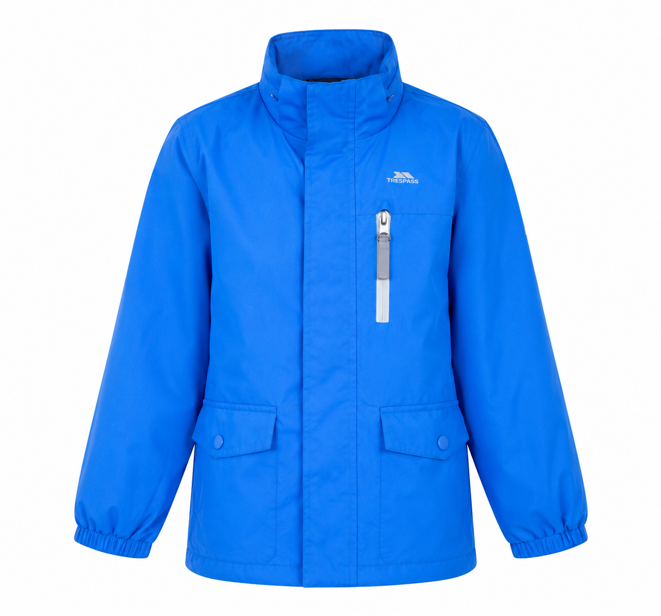 Trespass Kids Blue Waterproof Rain Jacket. Lightweight, windproof and water-resistant with zip pocket, flap pockets and a comfortable fit. Perfect for outdoor adventures, school and everyday wear. UK HandPicked.