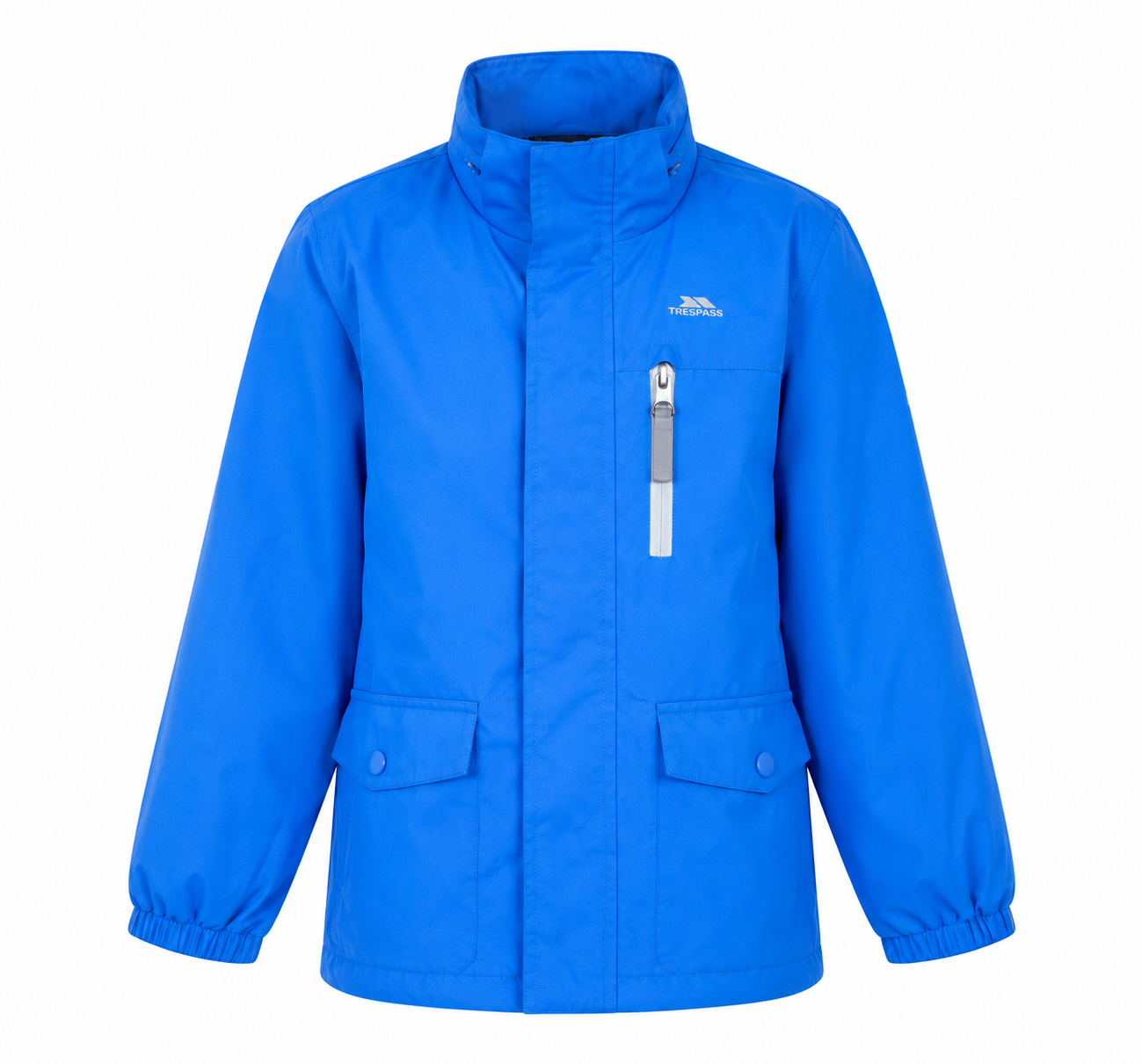 Trespass Kids Blue Waterproof Rain Jacket. Lightweight, windproof and water-resistant with zip pocket, flap pockets and a comfortable fit. Perfect for outdoor adventures, school and everyday wear. UK HandPicked.