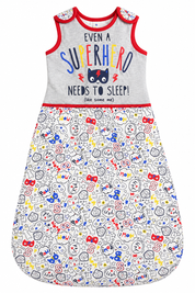 Tu Baby Superhero Sleeping Bag in UK size 8–12 months. Cute colourful comic print sleep sack 