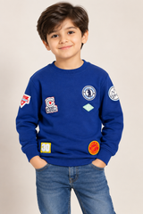 Tu Boys Royal Blue Patch Detail Sweatshirt
