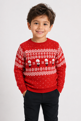 Tu Kids Boys Red Christmas Fair Isle Sweater