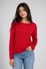TU Red Long Sleeve Crew Neck Sweater