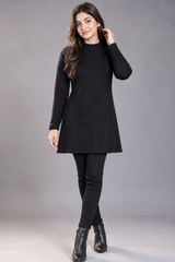 TU WOMAN Black Cable Knit Mock Neck Sweater Dress