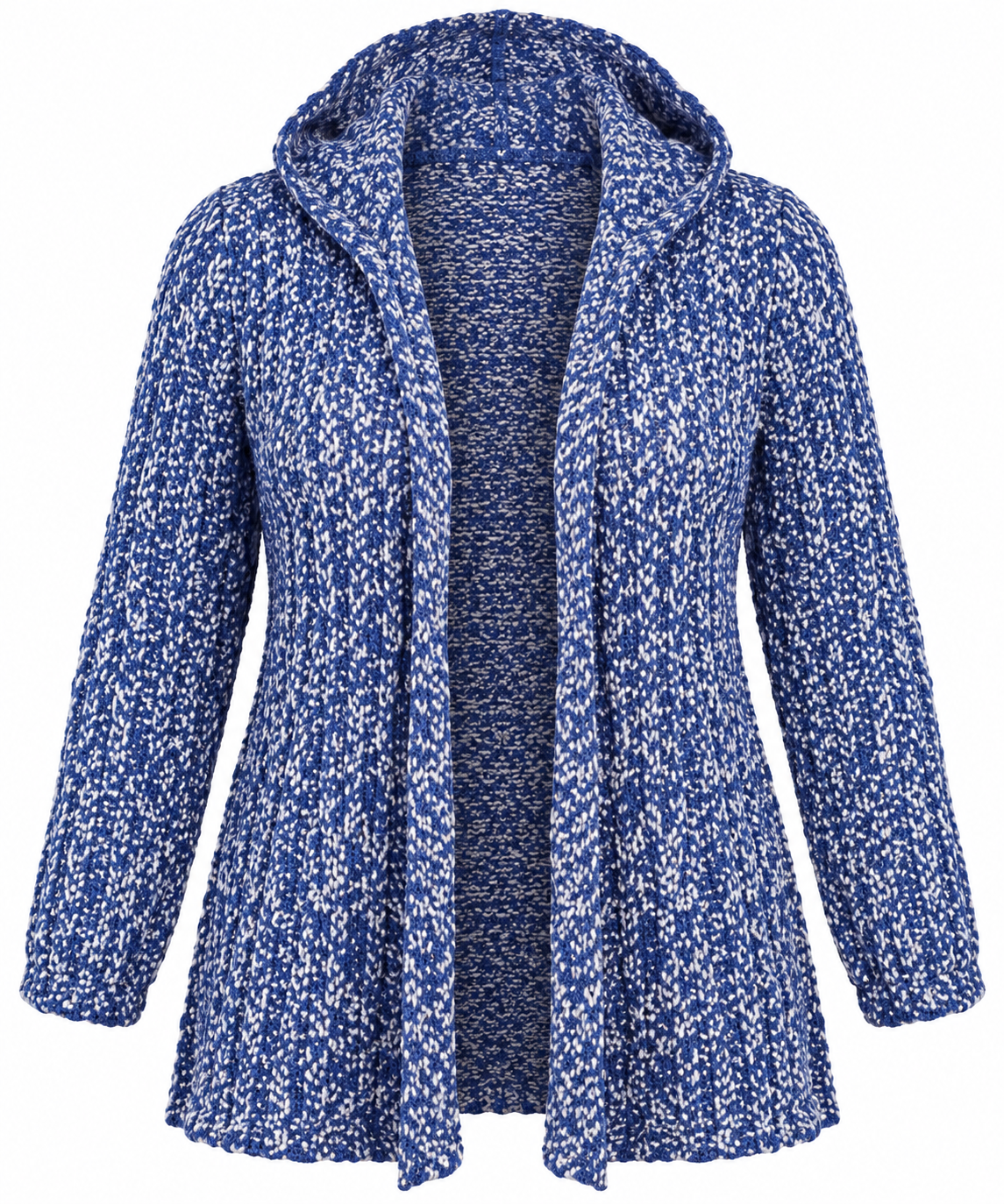 TU Women's Blue & White Marled Knit Hooded Cardigan in UK Size 18. Cosy open-front design with long sleeves, perfect for casual autumn and winter wear.