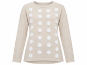 TU Women's Cream Pom Pom Knit Jumper in UK Size M. Stylish long sleeve round neck sweater with textured detailing, perfect for casual winter wear.
