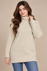 TU Women Cream Turtleneck Knitted Jumper