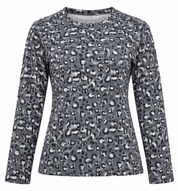 TU Women Grey Leopard Print Crew Neck Long Sleeve Top in UK Size S. Stylish animal-print women’s top, perfect for casual and everyday wear.