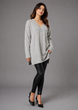TU Women Grey Sequin V-Neck Knit Jumper Dress