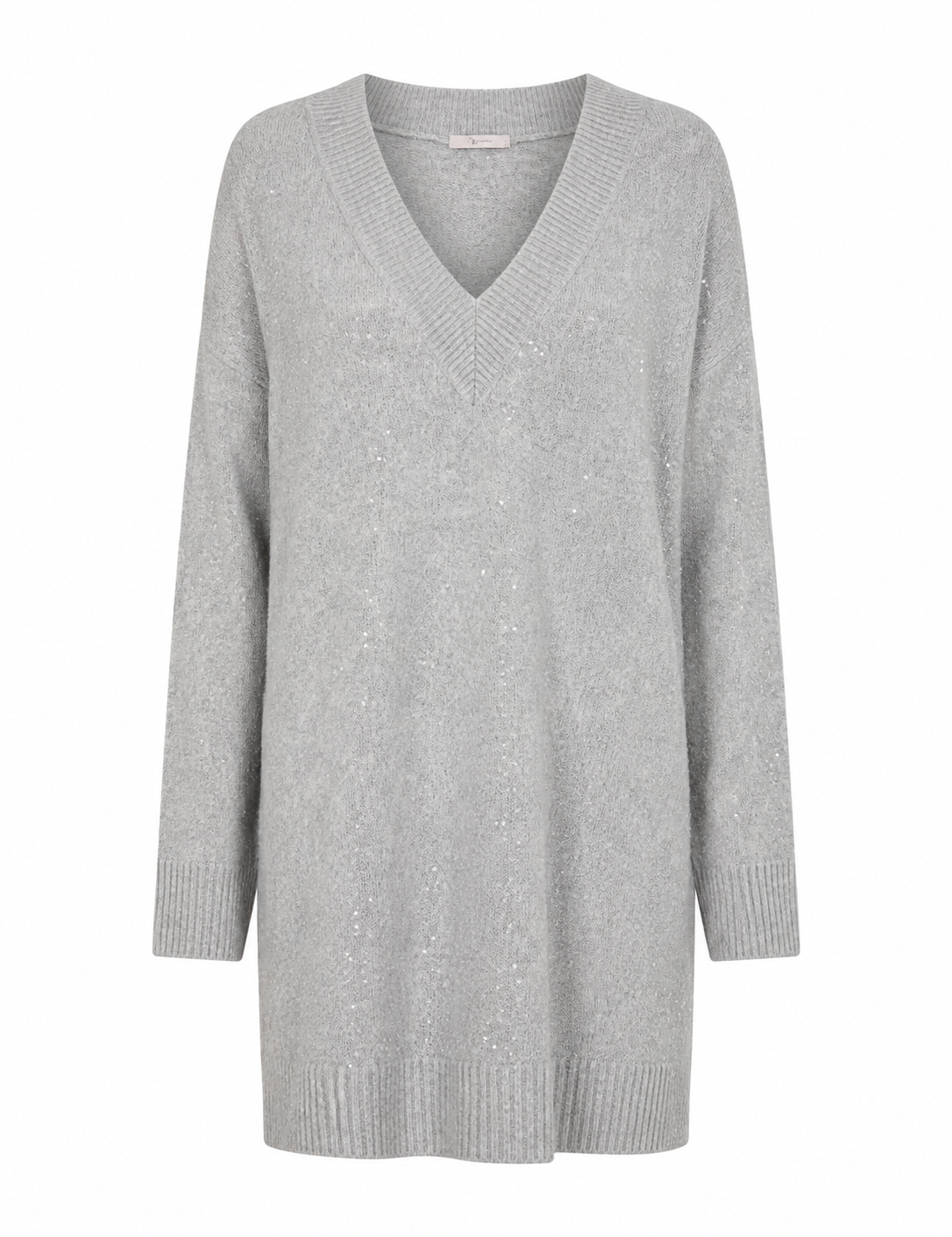 TU Women Grey Sequin V-Neck Knit Jumper Dress in UK Size 22. Stylish, comfortable and perfect for casual or evening winter outfits.