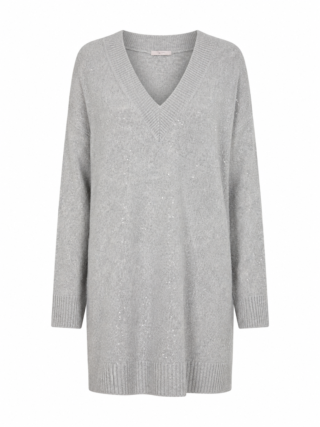 TU Women Grey Sequin V-Neck Knit Jumper Dress in UK Size 22. Stylish, comfortable and perfect for casual or evening winter outfits.